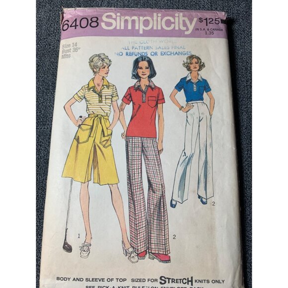 Simplicity Misses Shirt skirt Pants Sewing Pattern sz 14 6408 - uncut - Picture 9 of 10